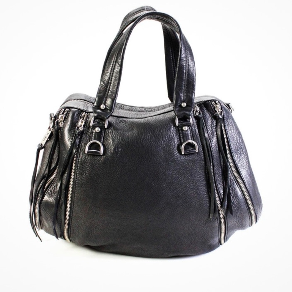 Botkier Black Leather Zipper Detail Satchel - excellent condition